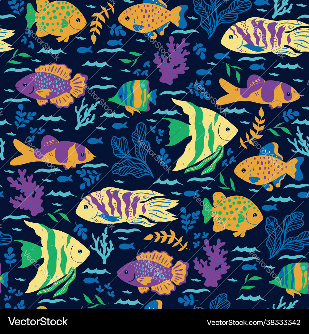 Seamless pattern with oceanic fish Royalty Free Vector Image