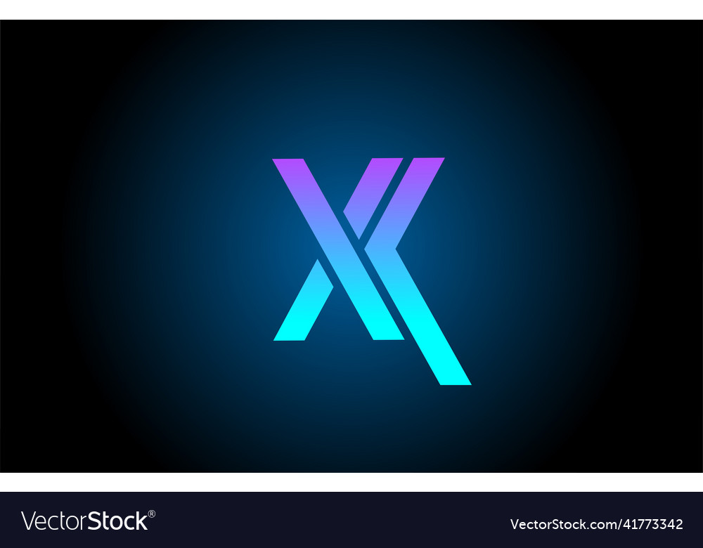 X blue alphabet letter logo icon with line design Vector Image