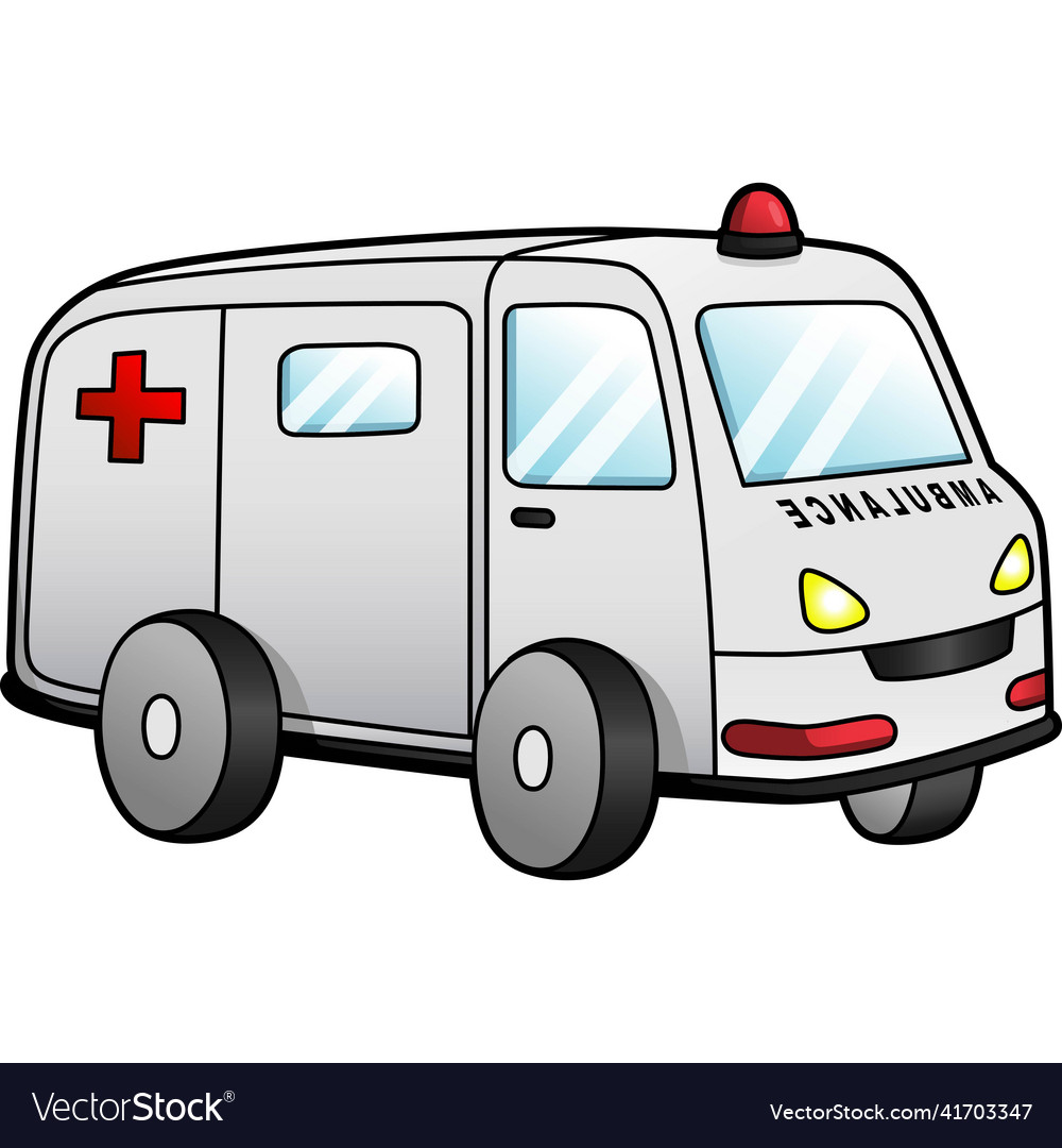 Ambulance cartoon clipart colored Royalty Free Vector Image