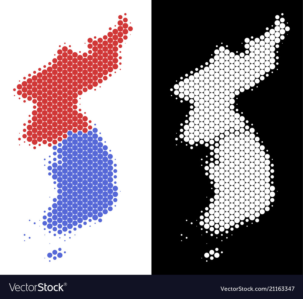 Dot halftone north and south korea map