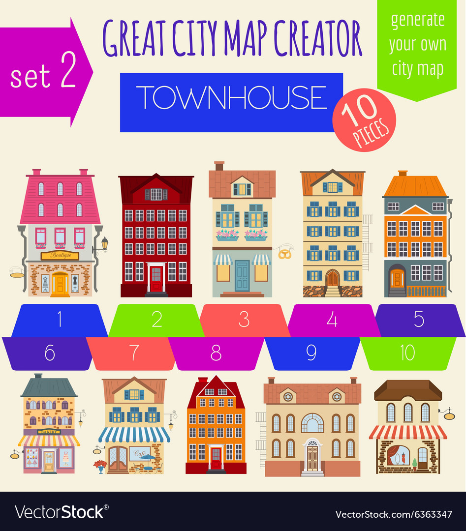 Great city map creator house constructor Vector Image