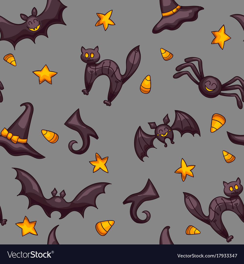 Halloween seamless pattern funny pumpkins