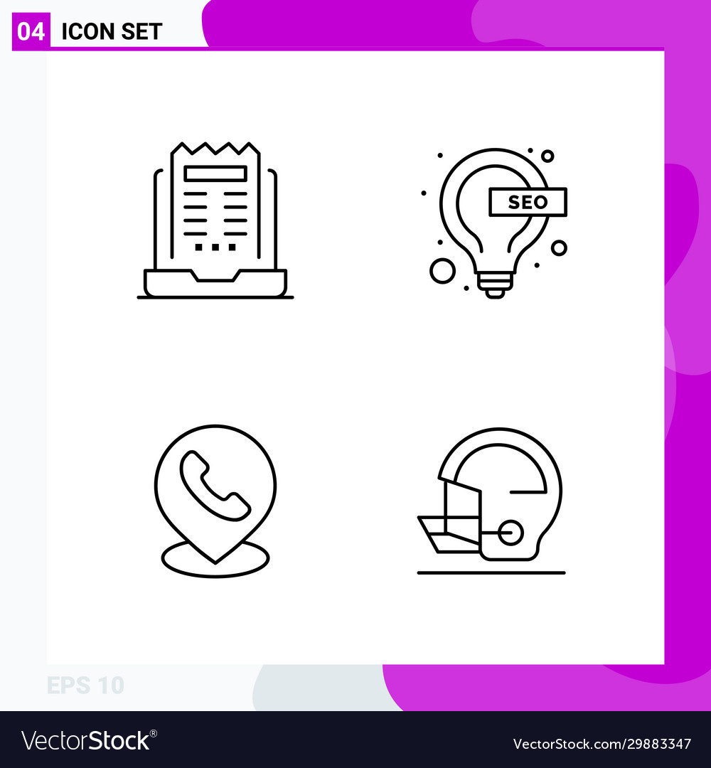 Line icon set pack 4 outline icons isolated