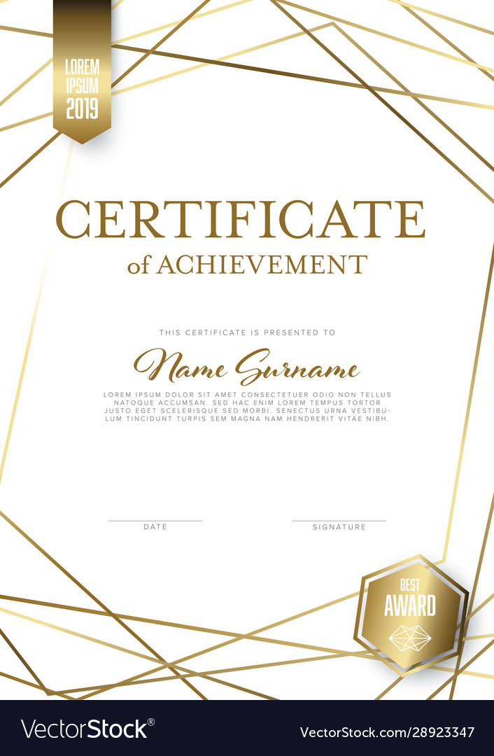 Modern light certificate template layout Vector Image