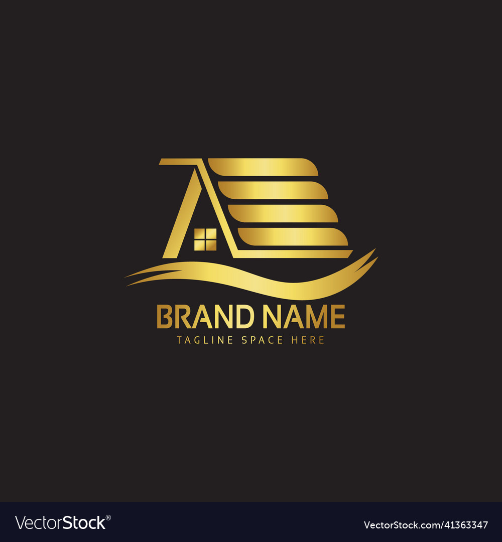 Modern nature homes gold logo template Royalty Free Vector