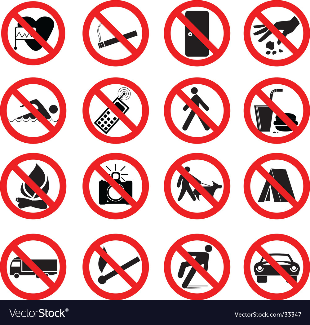 Set Forbidden Signs Royalty Free Vector Image VectorStock