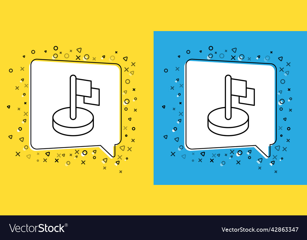 Set line flag icon isolated on yellow and blue