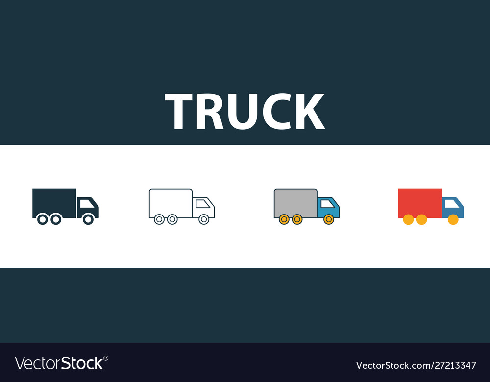 Truck icon set four simple symbols in different