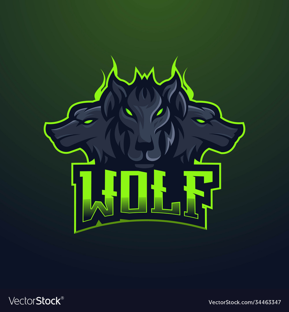 Two wolf egame logo design Royalty Free Vector Image