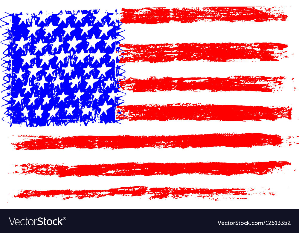 American flag pencil drawing kid sty Royalty Free Vector