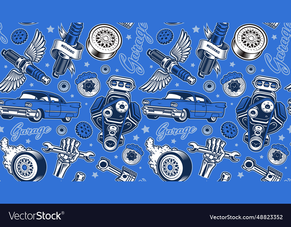 Auto parts seamless background Royalty Free Vector Image