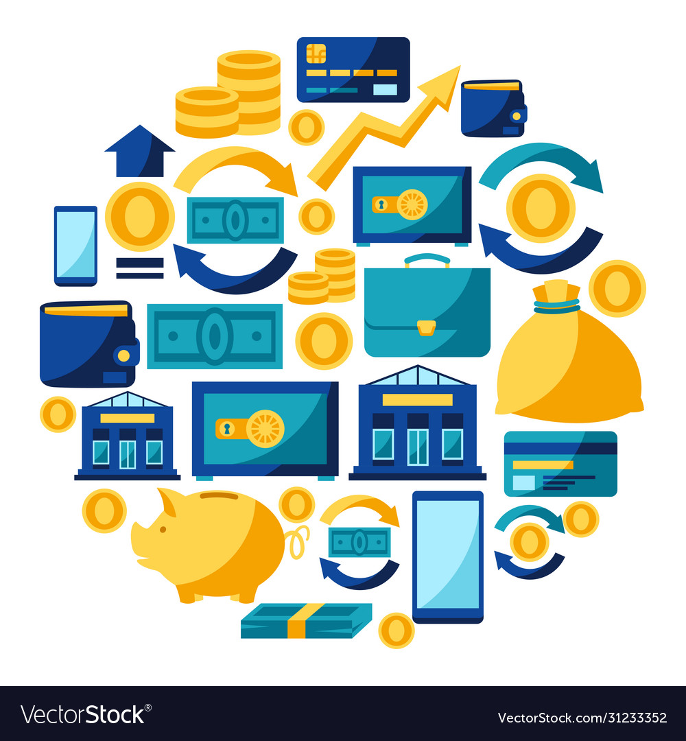 Banking background with money icons Royalty Free Vector