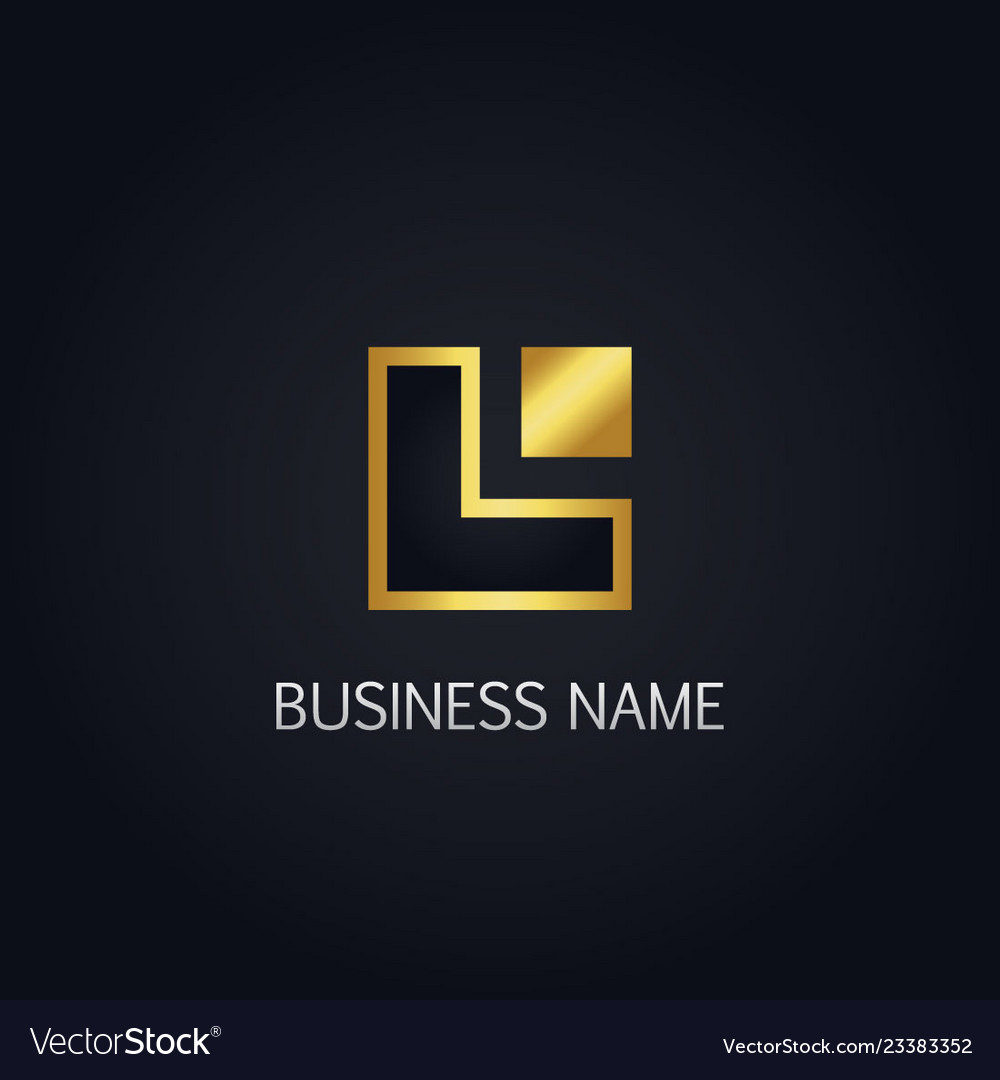 Gold square business logo Royalty Free Vector Image