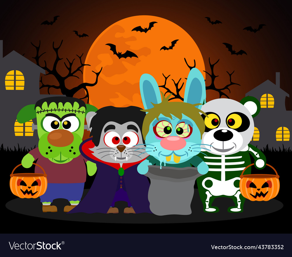 Halloween background trick or treat animals