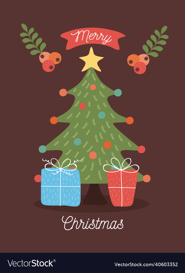 Merry Christmas Tree Royalty Free Vector Image