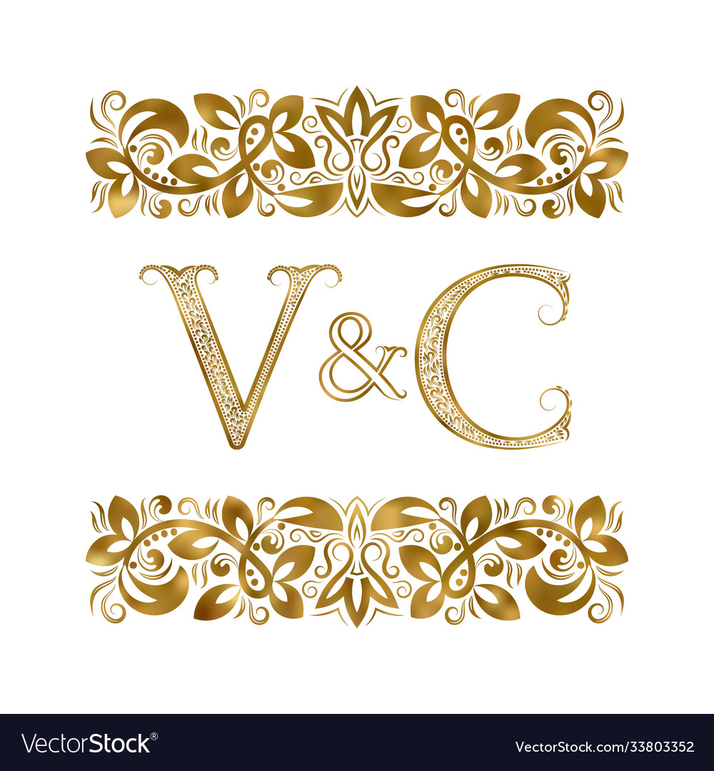V and c vintage initials logo symbol letters Vector Image