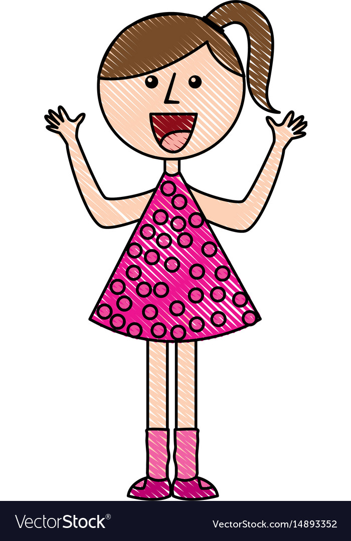 Young girl with hands up avatar character Vector Image