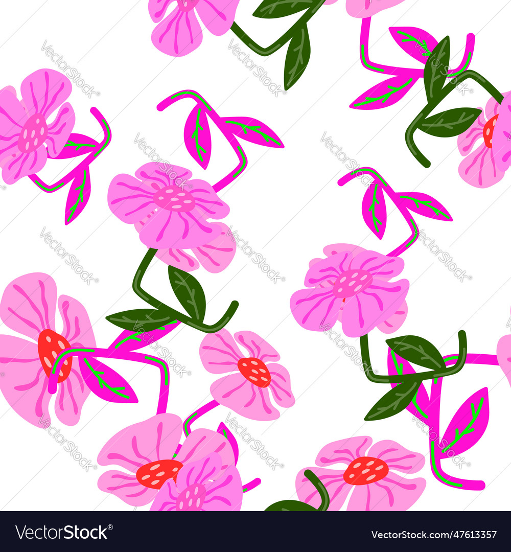 Contemporary cute stylized flowers seamless Vector Image