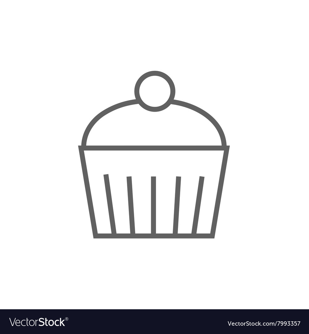 Cupcake with cherry line icon