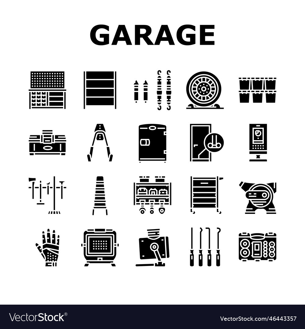 Garage tools service auto repair icons set Vector Image