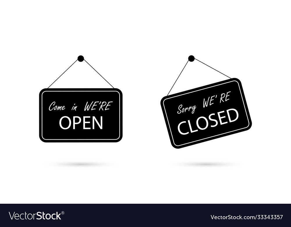 Open And Closed Sign Board Isolated Royalty Free Vector