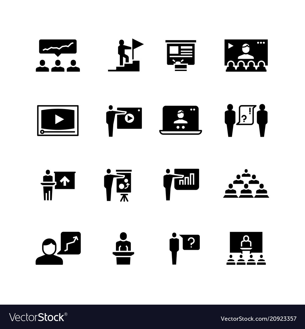 Presentation business event symbols training Vector Image