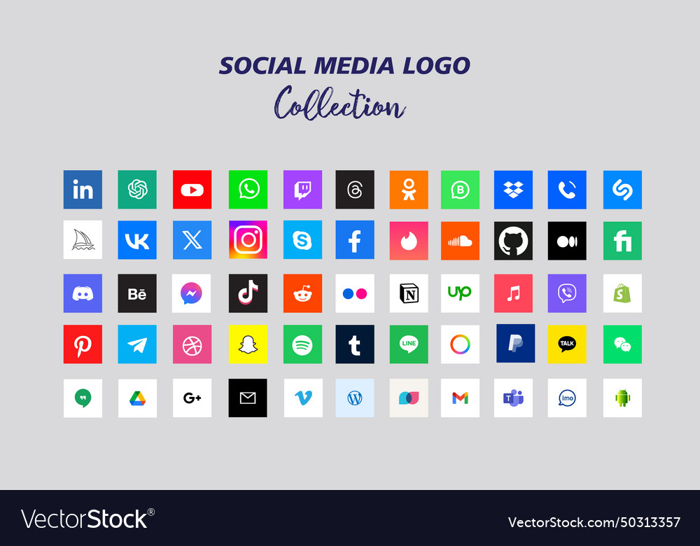 Social media icons collection Royalty Free Vector Image