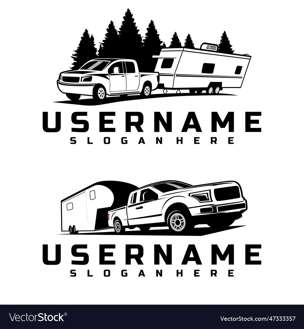 Truck and trailer caravan logo design Royalty Free Vector