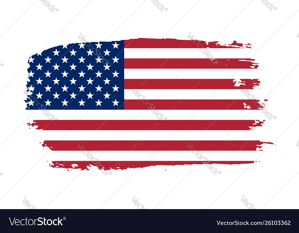 American flag grunge old usa isolated white vector image American flag grunge old usa isolated white