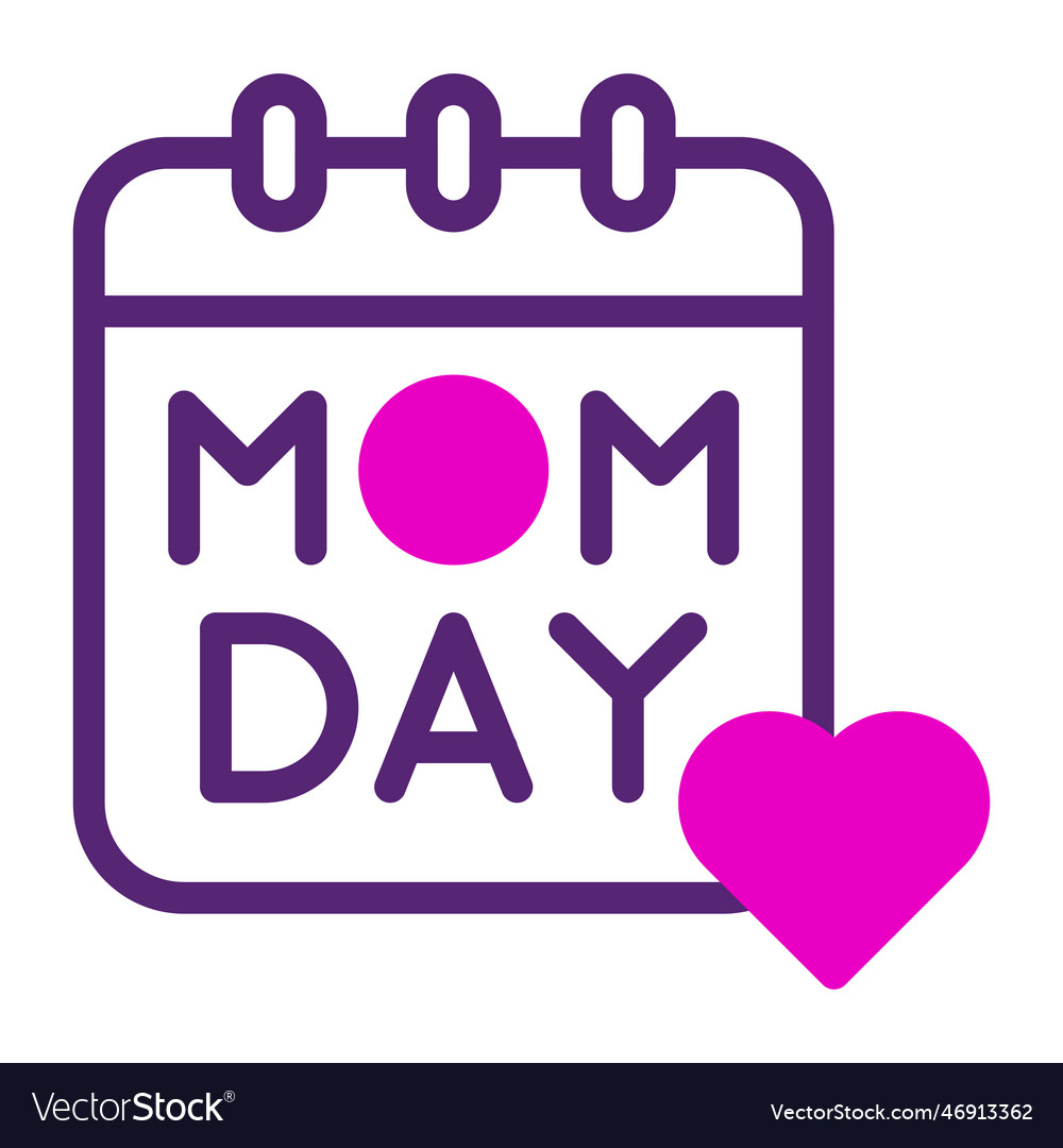 Calendar mom icon duotone pink purple colour Vector Image