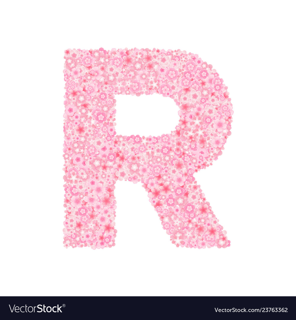 Cherry or sakura blossoms font letter r Royalty Free Vector