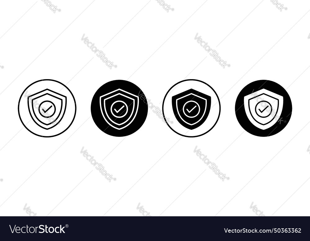 Ensure icon set confidence shield check symbol Vector Image