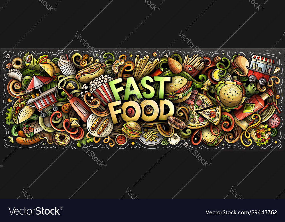 Fastfood hand drawn cartoon doodles Royalty Free Vector