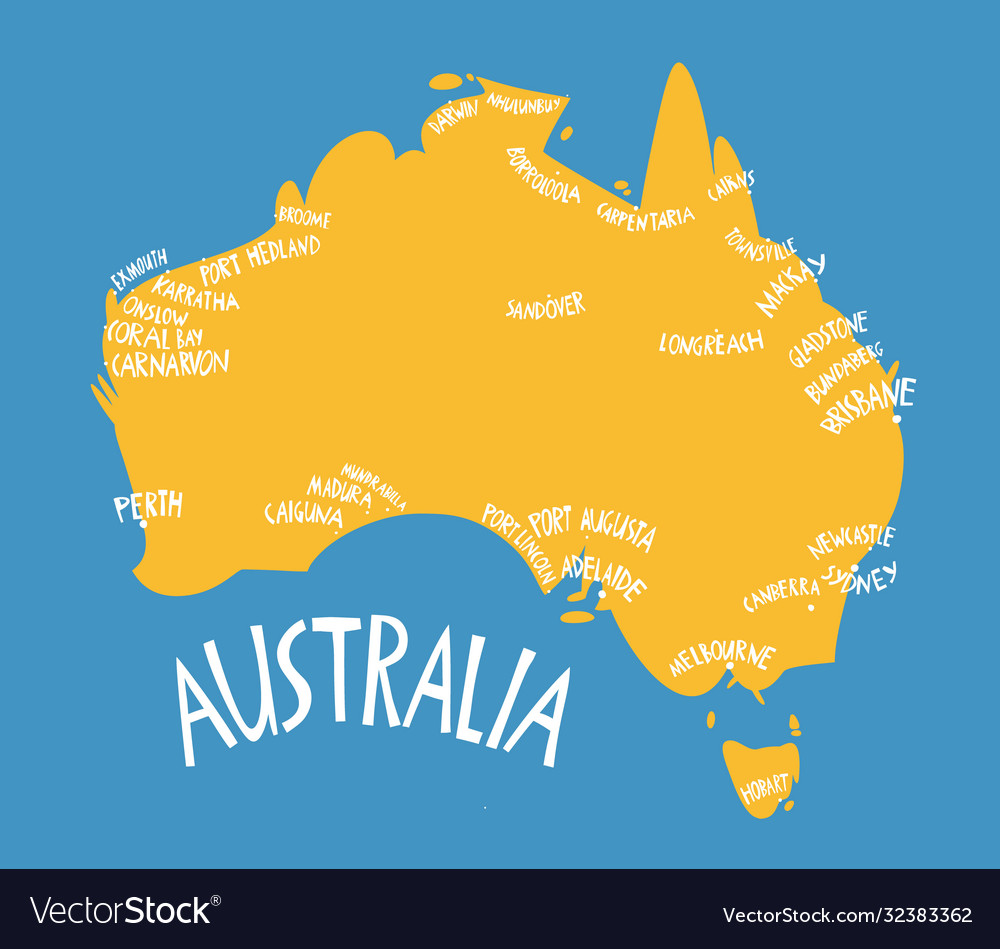 Hand drawn stylized map australia travel of Vector Image