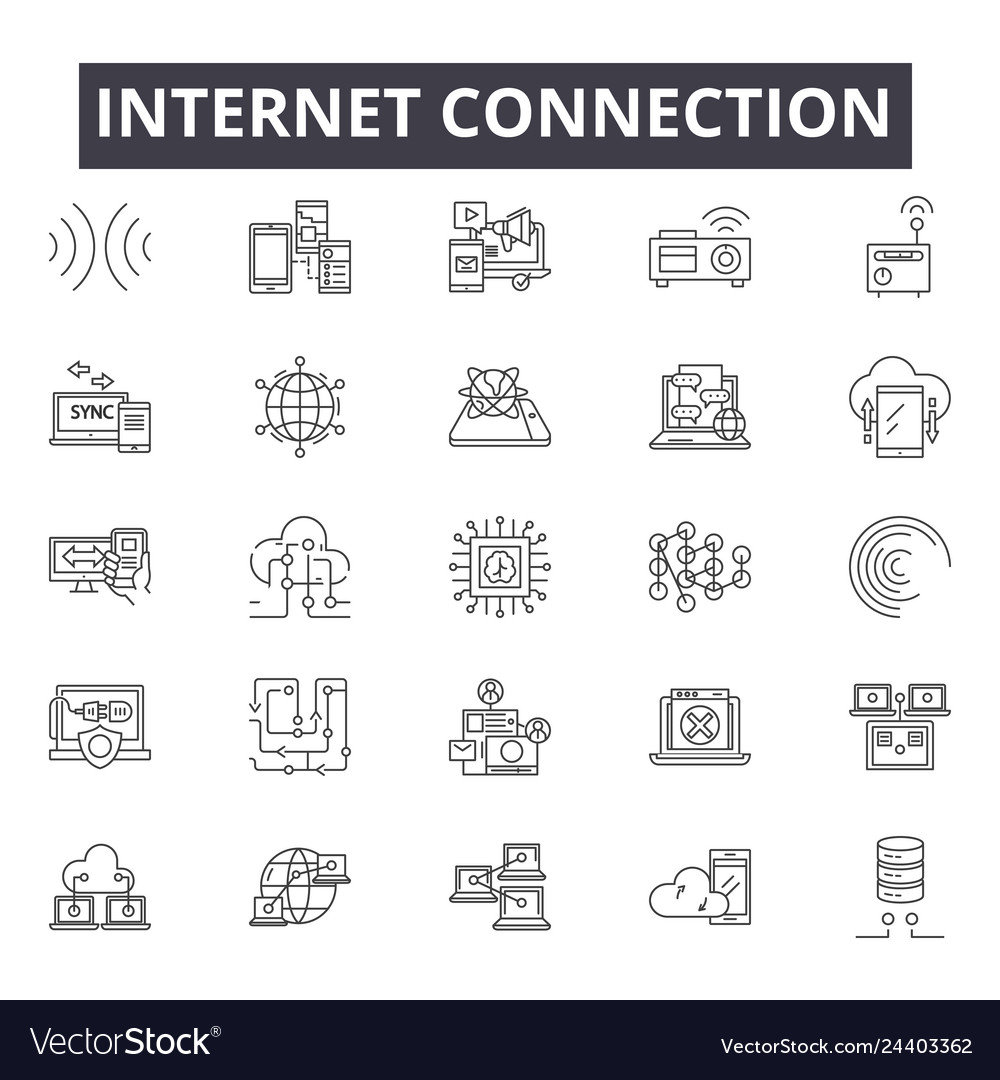 Internet connection line icons for web and mobile