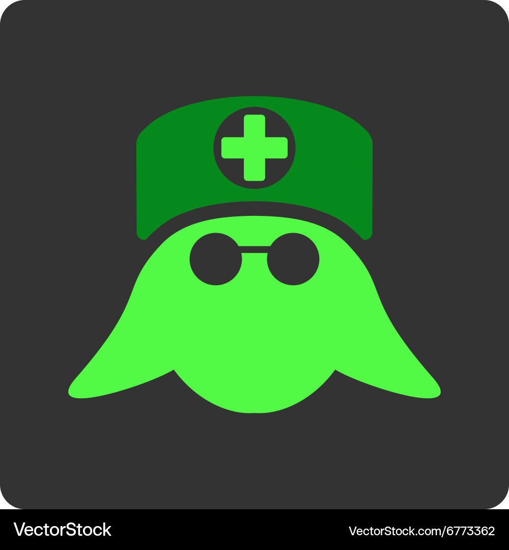Nurse head flat button Royalty Free Vector Image