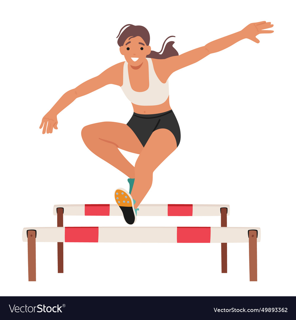 Obstacle jump athlete female character showcases Vector Image