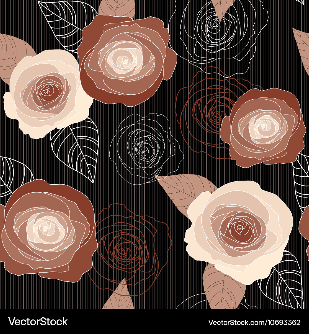 Seamless roses pattern on black background Vector Image