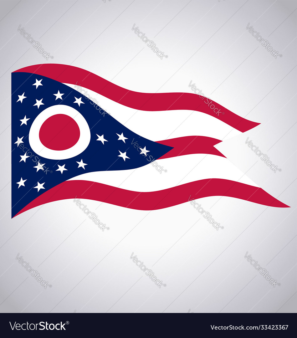 Accurate correct ohio oh state flag flying waving Vector Image