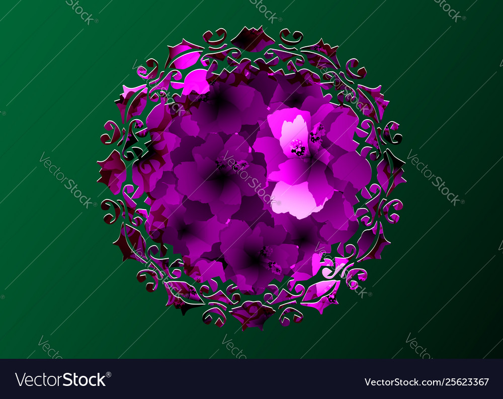 Laser cut round border mandala purple flowers vector image Laser cut round border mandala purple flowers