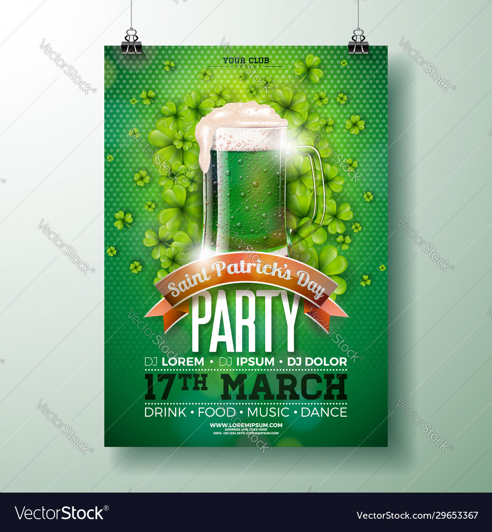 Saint patricks day party flyer vector image Saint patricks day party flyer