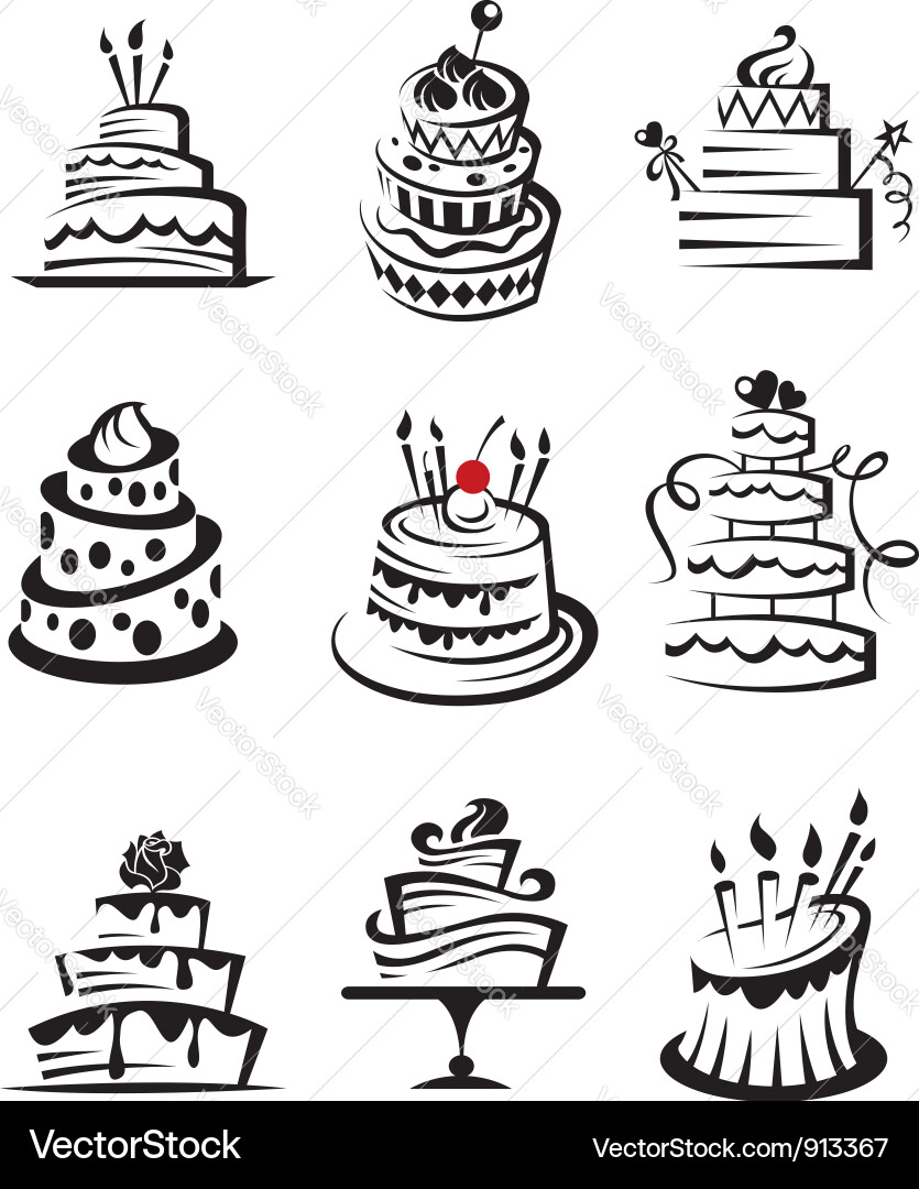 Set cakes Royalty Free Vector Image - VectorStock