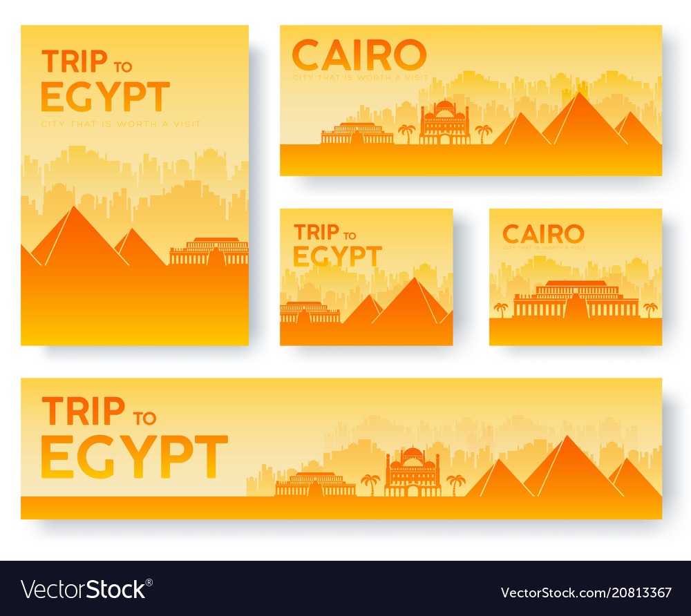 Set of egypt landscape country ornament travel