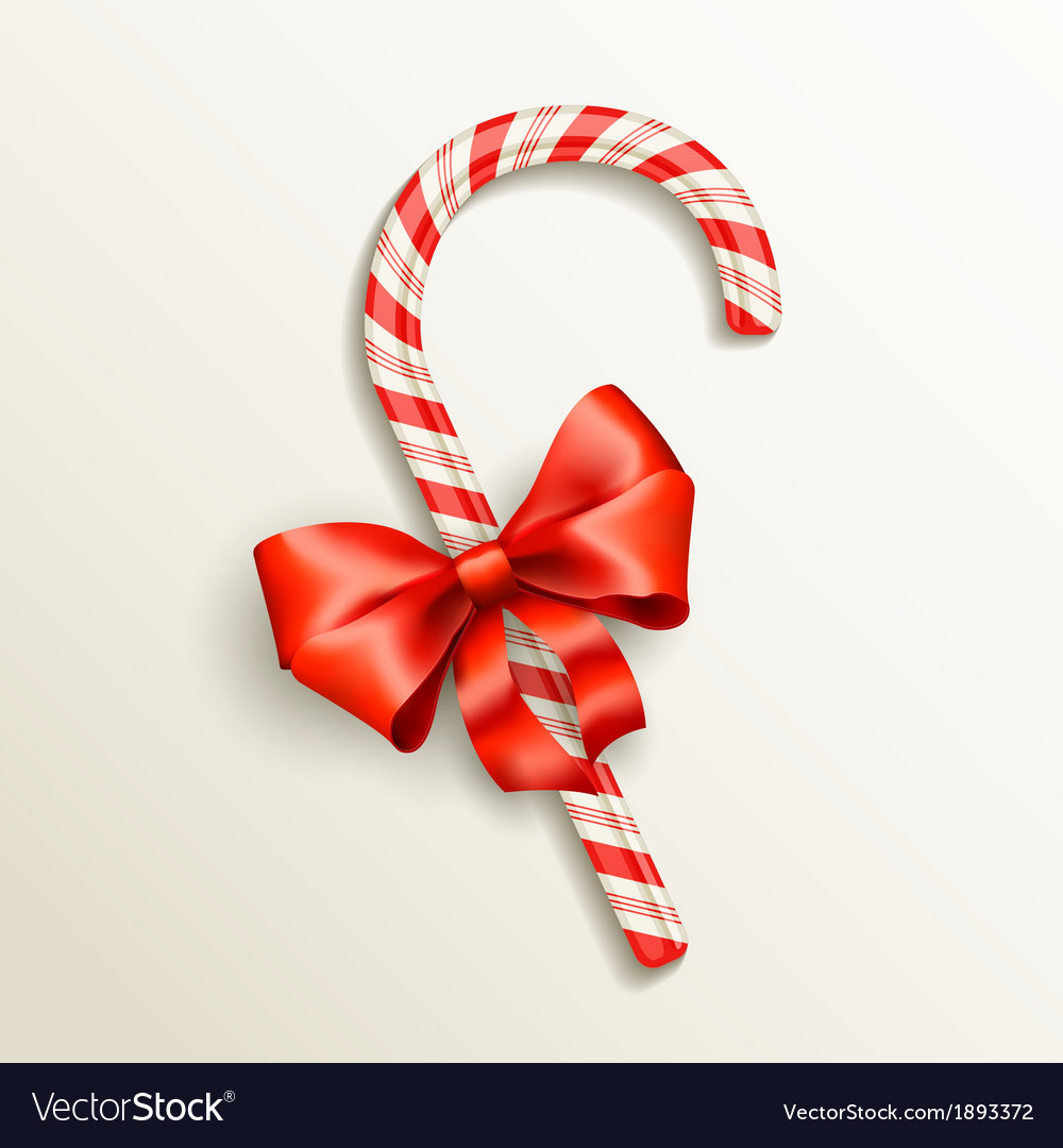 Candy cane with red bow Royalty Free Vector Image