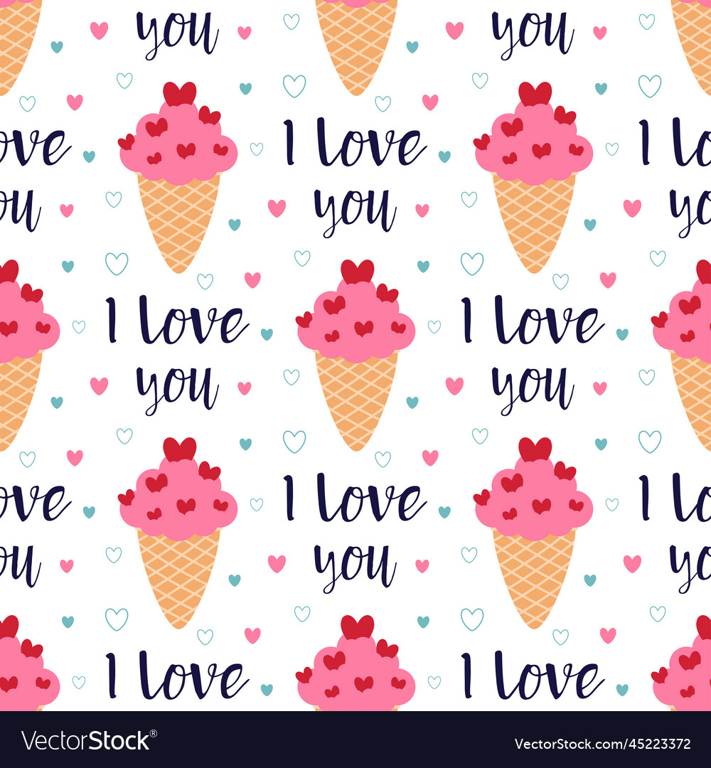 Cartoon seamless pattern with ice cream flat style