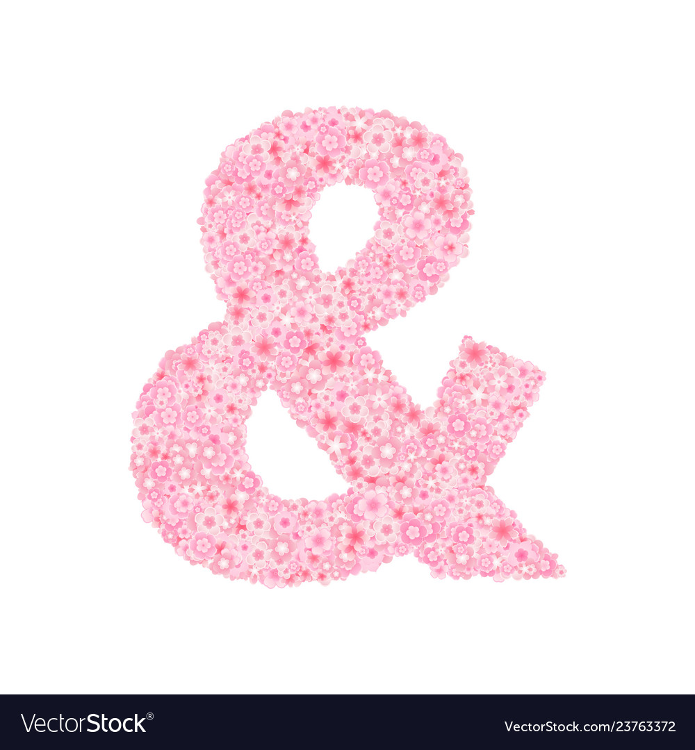 Cherry or sakura blossoms font ampersand