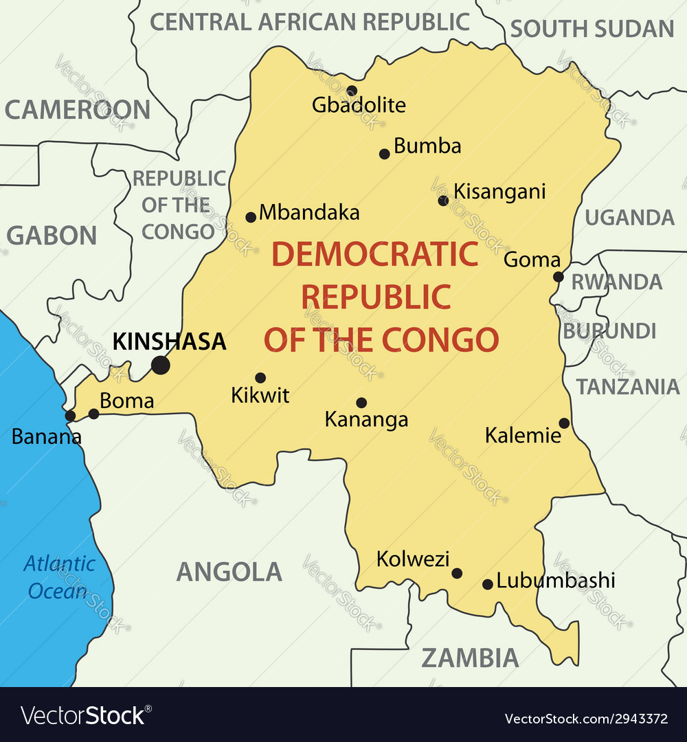 Democratic Republic Congo Map Royalty Free Vector Image   Democratic Republic Congo Map Vector 2943372 