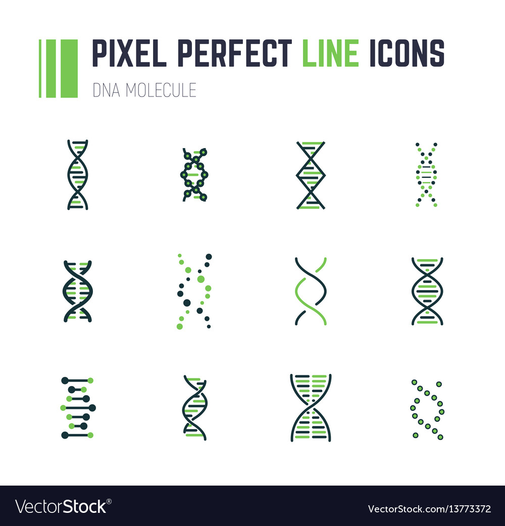Dna molecule icon set vector image Dna molecule icon set