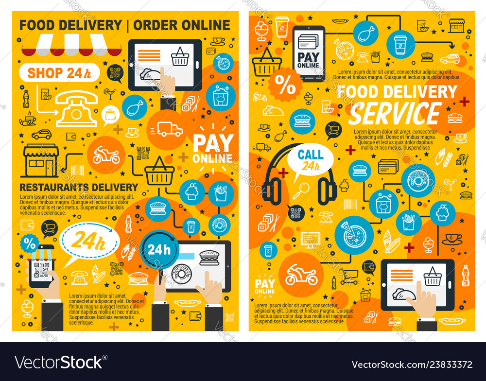 Fast food online order and delivery menu Vector Image