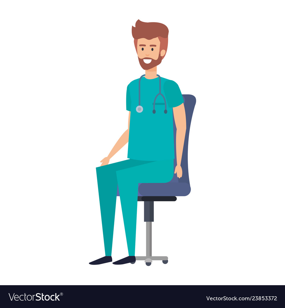 General practitioner sitting in office chair Vector Image